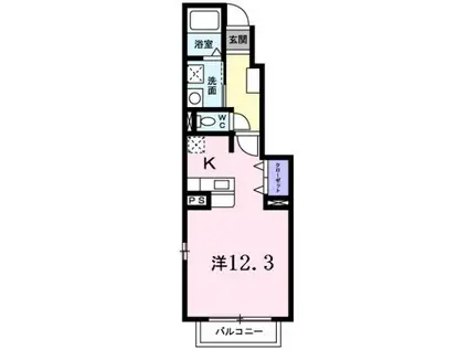 グレイスフルII(ワンルーム/1階)の間取り写真