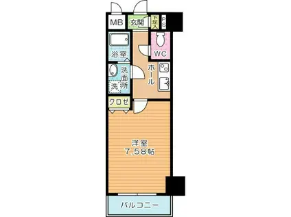 ベルガモット(1K/3階)の間取り写真