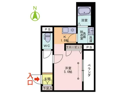 えちぜん鉄道三国線 福大前西福井駅 徒歩4分 3階建 築6年(1K/3階)の間取り写真