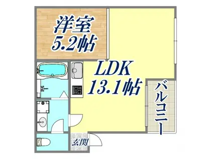 グランツハイムYOON(1LDK/2階)の間取り写真