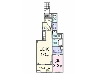 フラワーハイツ壱番館(1LDK/1階)の間取り写真