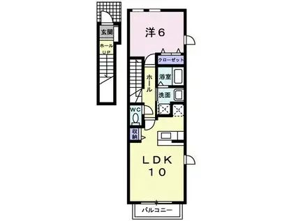カトル・セゾンB(1LDK/2階)の間取り写真