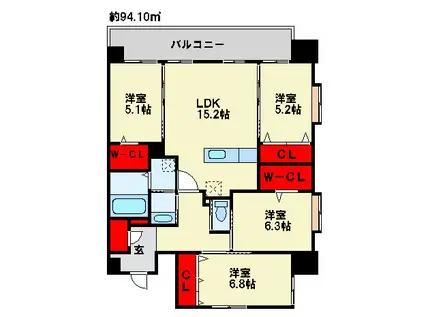 ギャラン中央(4LDK/14階)の間取り写真