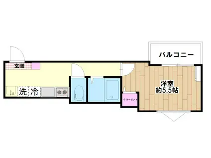 MELDIA江北III(1K/1階)の間取り写真