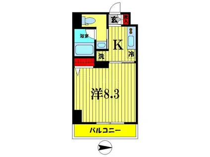 レクシード両国駅前(1K/9階)の間取り写真