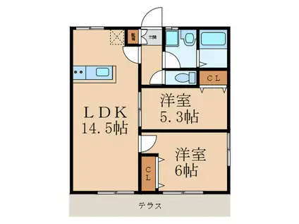 レガーロ(2LDK/1階)の間取り写真