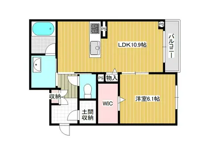 SUNFLOWERつくば(1LDK/2階)の間取り写真