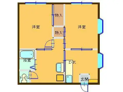 アピタシオン(2DK/2階)の間取り写真