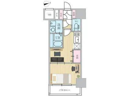 エスティメゾン門前仲町(1DK/6階)の間取り写真