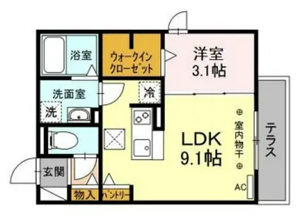 アムール元魚(1LDK/1階)の間取り写真