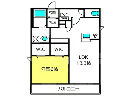 MONT BELLE(1LDK/2階)の間取り写真