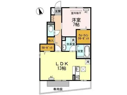 フローレン C棟(1LDK/1階)の間取り写真