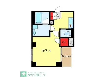 カルム日暮里レジデンス(1LDK/4階)の間取り写真