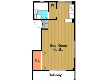 大越ビル(ワンルーム/2階)の間取り写真