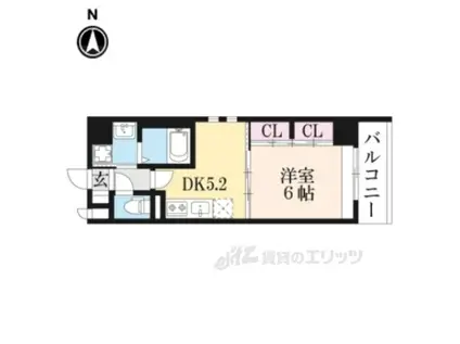 サイプレス太子道(1DK/3階)の間取り写真