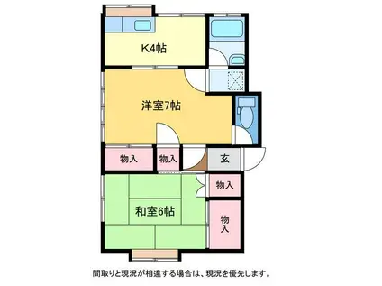 サニーハイツ(2DK/1階)の間取り写真