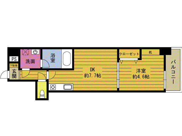 レスコ中島(1DK/8階)の間取り写真