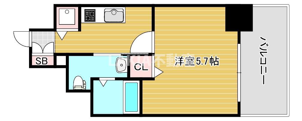 エスリード阿波座サウスプレイス(1K/11階)の間取り写真