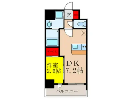 セレニテ江坂アリア(1DK/9階)の間取り写真