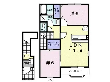 ポルト・ソラーナII(2LDK/2階)の間取り写真
