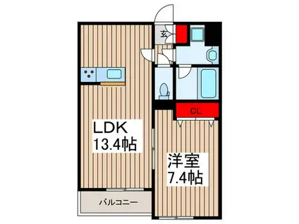 VOITURE M´H(1LDK/1階)の間取り写真