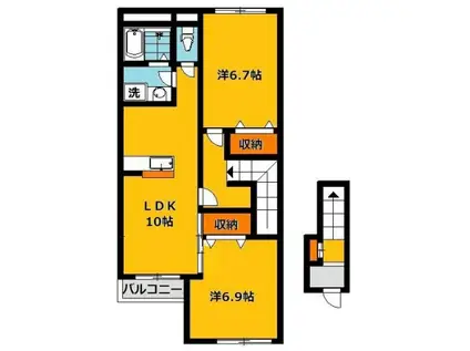 ヴェルジュ東峰(2LDK/2階)の間取り写真