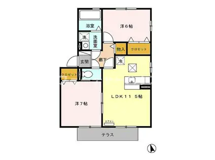 FREYJA B(2LDK/1階)の間取り写真