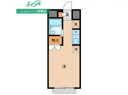 エステートピア蘭(ワンルーム/1階)の間取り写真