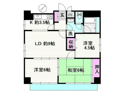 文京区春日 3LDK(3LDK/6階)の間取り写真