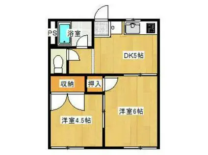 エコール桝形(2DK/1階)の間取り写真