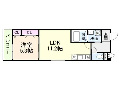 フジパレス今川公園V番館(1LDK/2階)の間取り写真