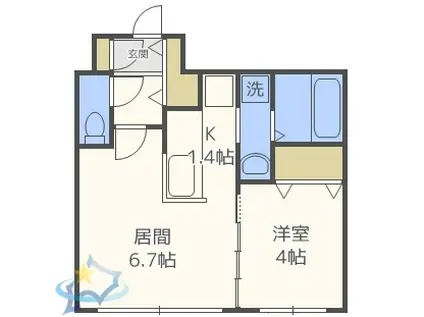 ENCHANTE発寒南(1LDK/2階)の間取り写真