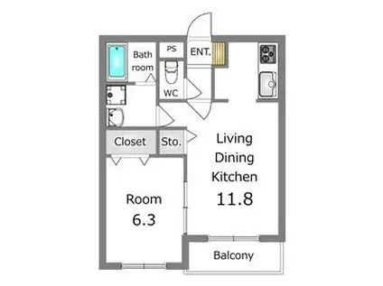 シンフォニックガーデン(1LDK/2階)の間取り写真