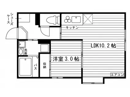 ドミール青江(1LDK/1階)の間取り写真