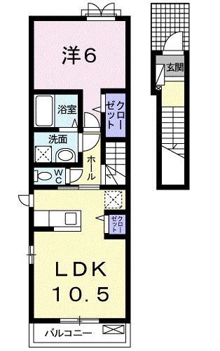 アクア・クレメント六番館(1LDK/2階)の間取り写真