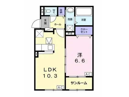 LEGAME A(1LDK/1階)の間取り写真