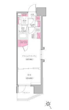 レジディア門前仲町プレイス(1DK/5階)の間取り写真