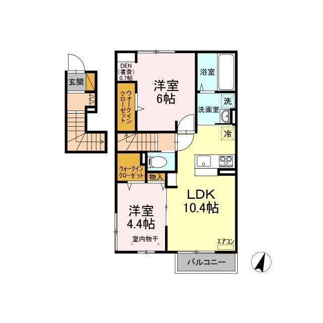 GRAND WINDS TSUKUBA VI(2LDK/2階)の間取り写真