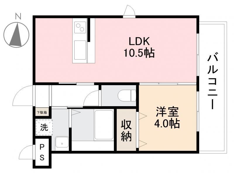 スミタスヴィラ瀬戸内西(1LDK/1階)の間取り写真