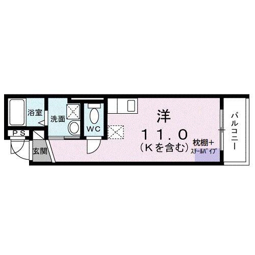 AURORA(ワンルーム/4階)の間取り写真