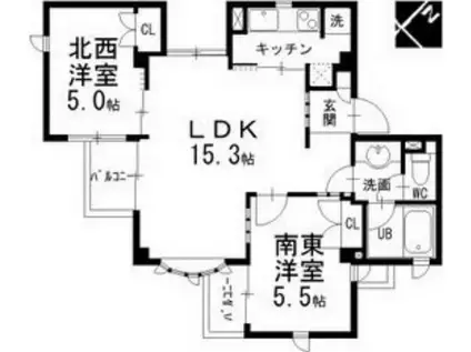 CAS CADE(2LDK/1階)の間取り写真