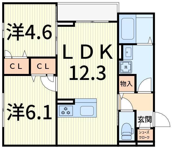 セレスティア柴又V(2LDK/2階)の間取り写真