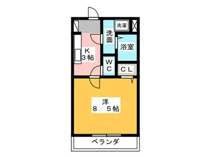 エチュード(1K/4階)の間取り写真