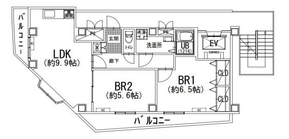 カルムメゾン丸山(2LDK/3階)の間取り写真