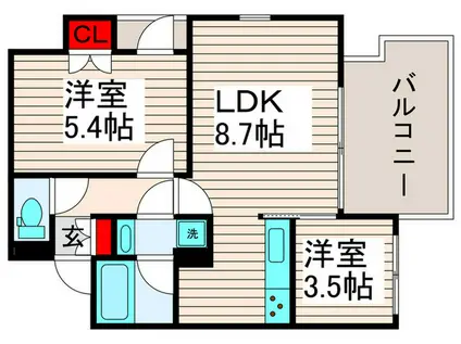 NーFLATS小台(2LDK/5階)の間取り写真