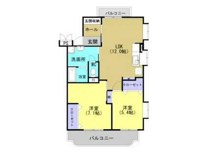 ベルメゾン・サチB棟(2LDK/2階)の間取り写真