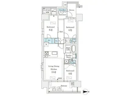 GRANPASEO丸の内(3LDK/13階)の間取り写真