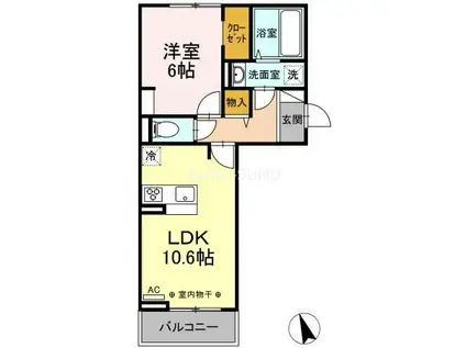 ウェルデンス戸塚 A(1LDK/2階)の間取り写真