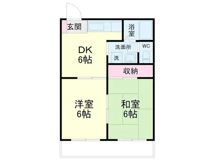 ウイング高丘II(2DK/2階)の間取り写真