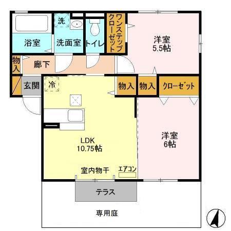 グリーンリーブス(2LDK/1階)の間取り写真